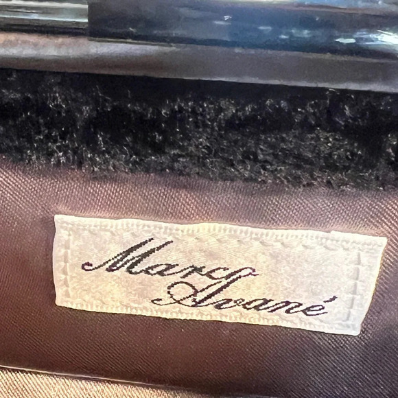 Vintage Marcy Avane’ Black Burnt Embossed Velvet Beaded Evening Bag Holiday - Picture 12 of 16